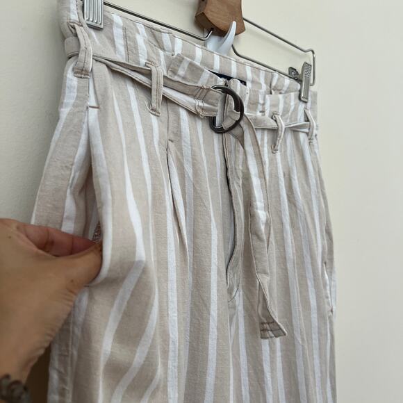 Abercrombie & Fitch Linen Blend High Waist Paper Bag Pants Women's Size Small - Picture 2 of 10